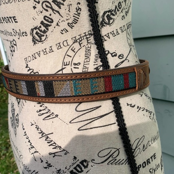 Genuine Buffalo Leather bohemian tribal pattern brown belt - Picture 9 of 11